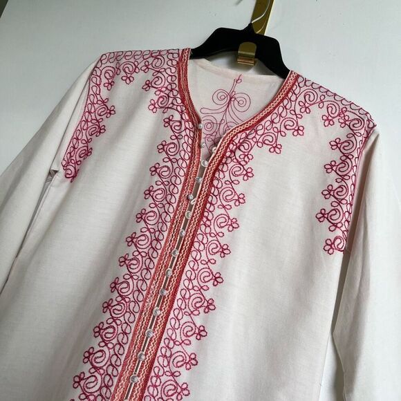 1960s Embroidered Moroccan Caftan Robe Dress Boho Maxi Embroidered - Picture 6 of 12